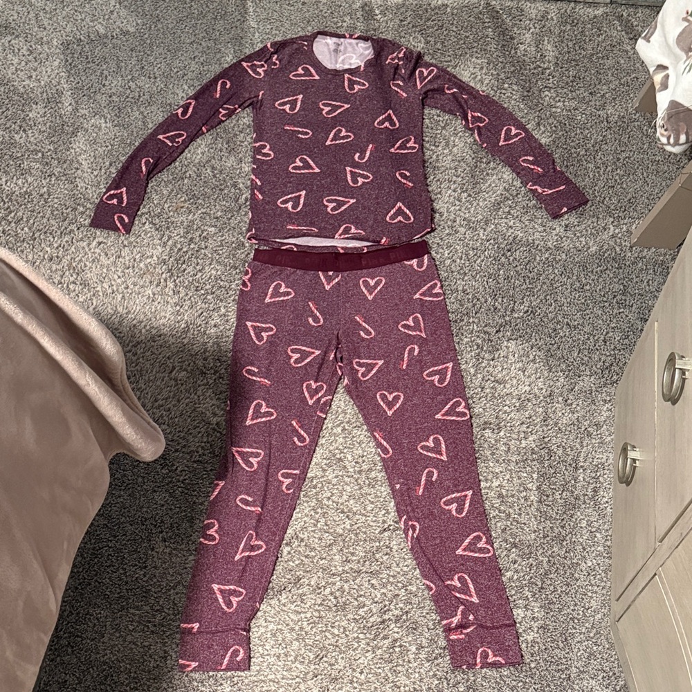 Women’s PINK Victoria's Secret Pajama Set - Purple with Candy Cane Hearts